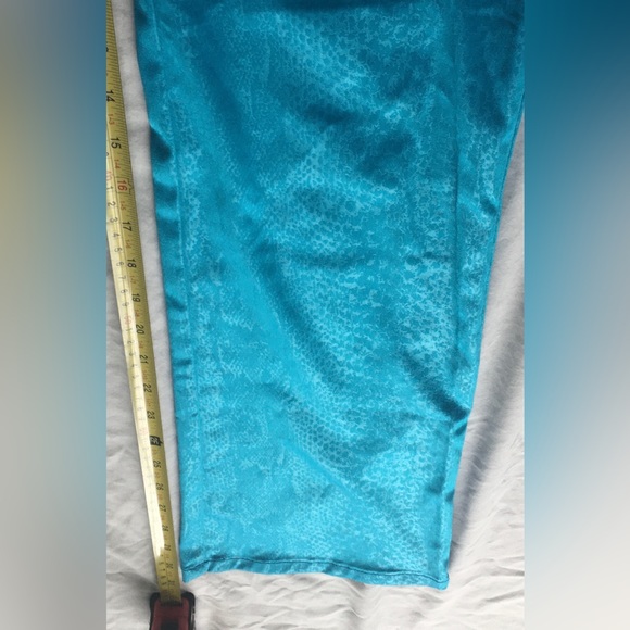 RARE vintage teal satin snakeskin look bubblegum pants - Picture 6 of 8